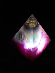 Vintage marble pyramid, push light and glows