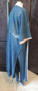 Midi length cotton blend and silk trim kimono