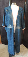 Load image into Gallery viewer, Midi length cotton blend and silk trim kimono
