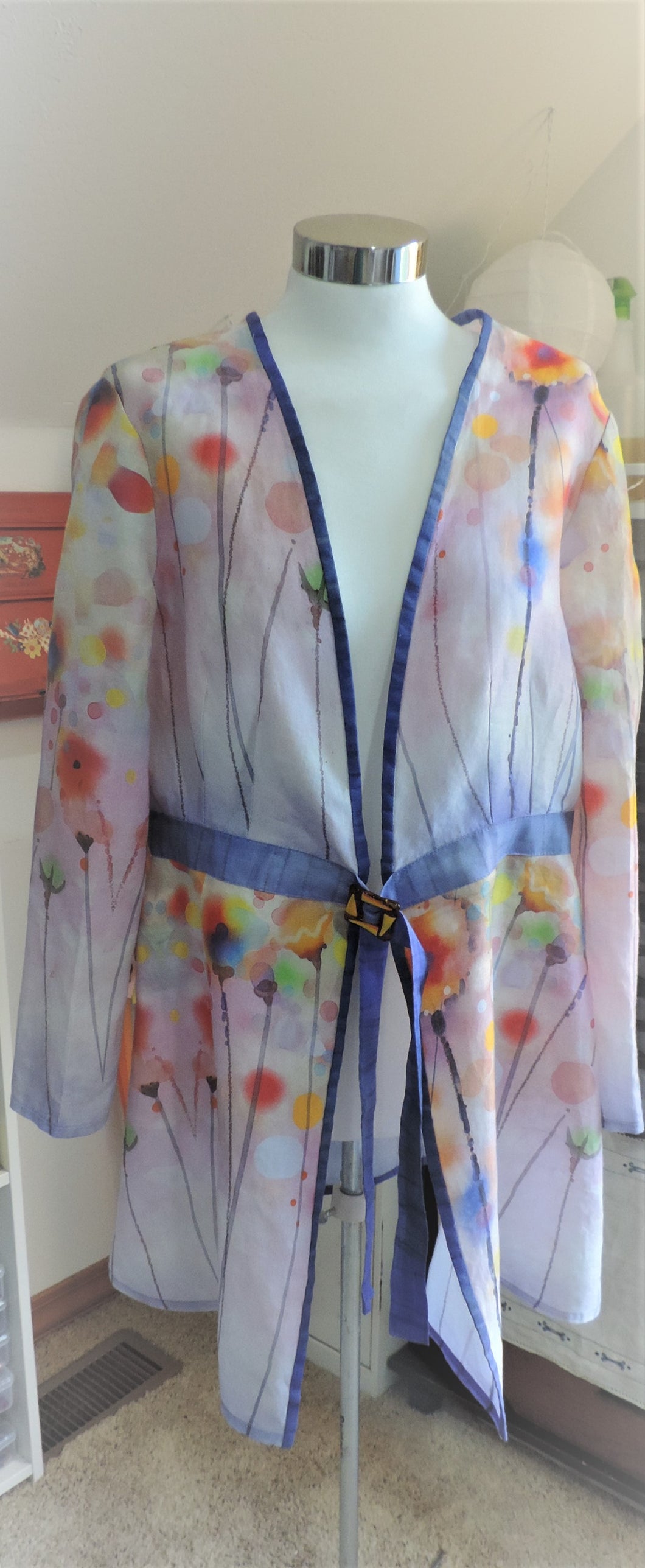 Ramie (Chinese grass) Hand-dyed floral kimono